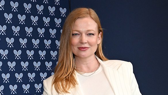 Sarah Snook arrives at the Ralph Lauren hospitality suite.
