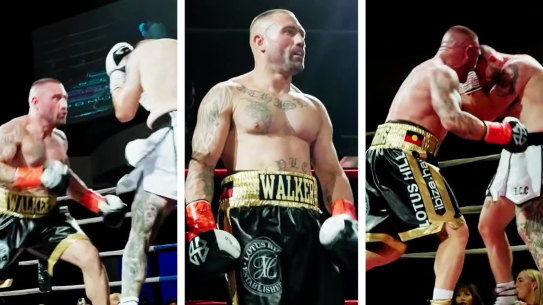 Johnny “Two Guns” Walker fighting at a bout in February sponsored by construction companies.