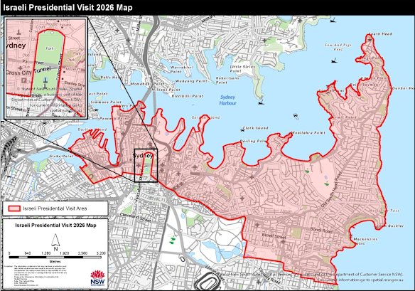 The area declared to be a major event area under the Minns government’s declaration.