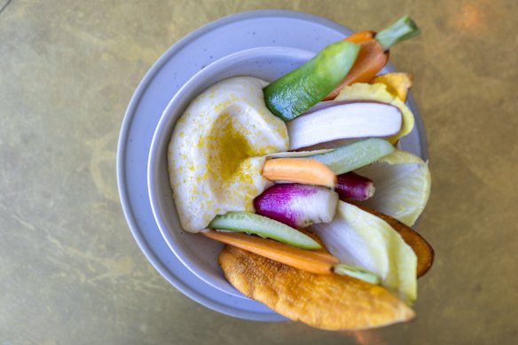 Kathy Lette’s order of bottarga with crudite vegetables.