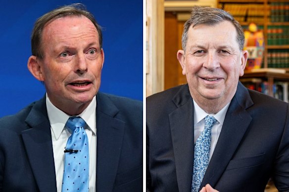 Former prime minister Tony Abbott and NSW Chief Justice Andrew Bell.