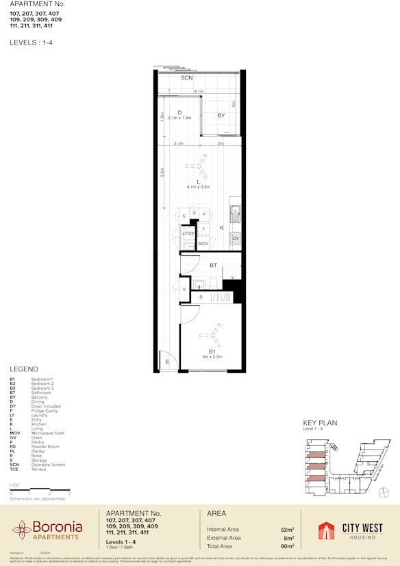 The  plan of a one-bedroom unit like Huddleston’s at Boronia. 