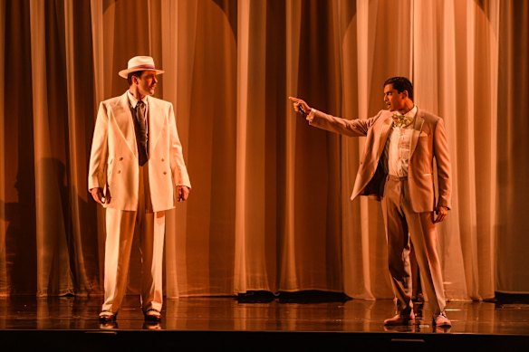 Jeremiah Wray (Tom Buchanan) and Gatsby (Shiv Palekar) represent a clash of old and new money.