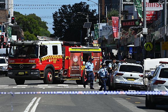 A man was arrested after a brief manhunt on nearby Smythe Street, also in Merrylands, and has been taken to Granville Police Station.
