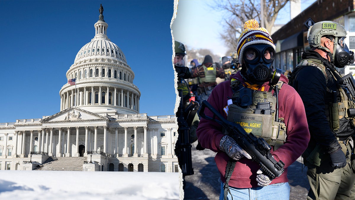 Capitol Hill, left, pictured next to ICE agents, right.