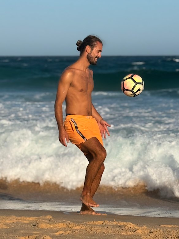 Dan Elkayam doing what he loved: playing football. 