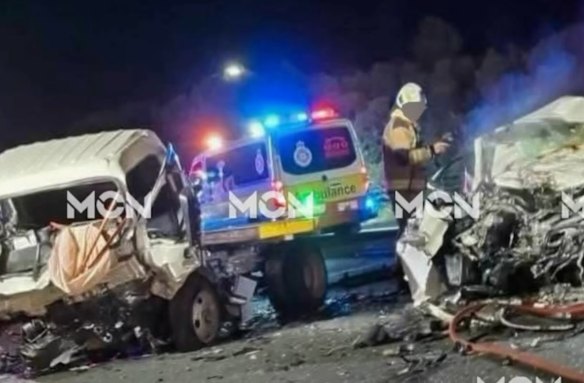 A man has died in a crash on the Bruce Highway at Burpengary.