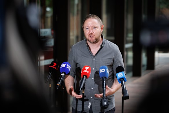 Palestine Action Group organiser Josh Lees outside the Supreme Court.