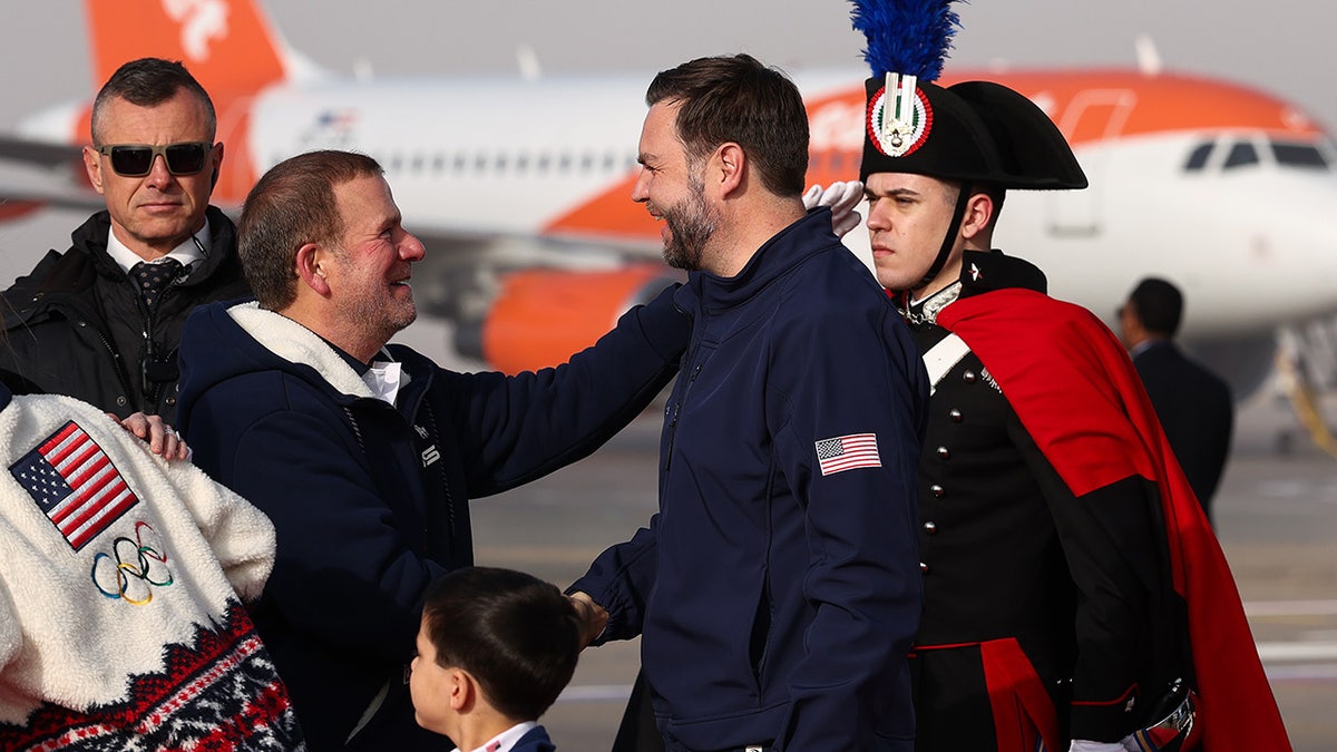 JD Vance and Tilman Fertitta arrive in Milan