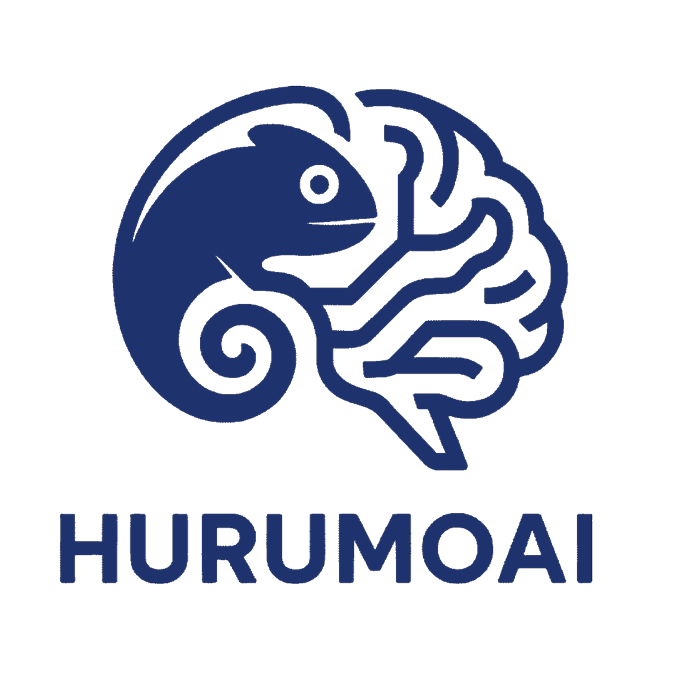 The logo with a brain and chamelon for Humuroai, logo for a bot-run tech company
