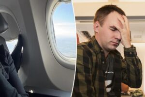 First-class passenger blasted for putting feet next to seatmate’s face on flight: ‘Come on people!’