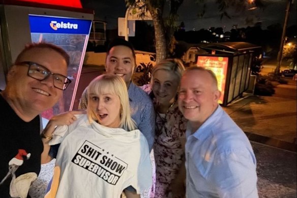 Redlands CEO Louise Rusan (second from right) photographed with current and former council staff, including Micah Beaumont. 