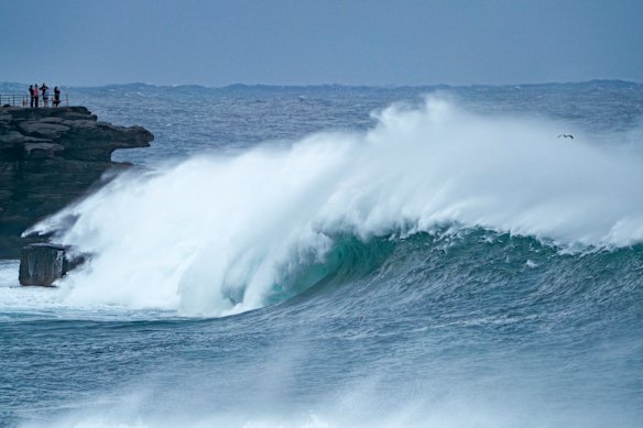 The swell at Ben Buckler at Bondi on Saturday morning.