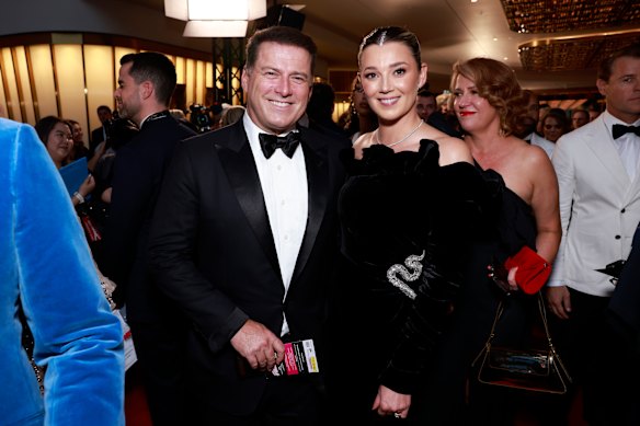 Karl Stefanovic and Jasmine Stefanovic attend the 63rd TV Week Logie Awards in 2023.