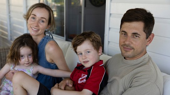 Sarah Peddie-McGuirk and James Turnbull with their children, Henry, 6, and Sadie, 4.