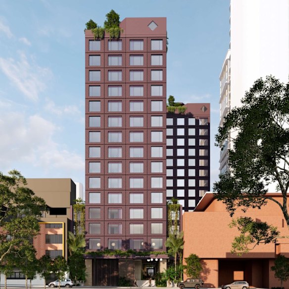 An artist impression of the two new towers proposed for “co-living” in Fortitude Valley. 