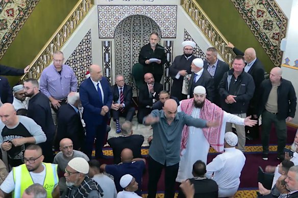 Anthony Albanese and Tony Burke at EID prayers at Lakemba Mosque this morning.