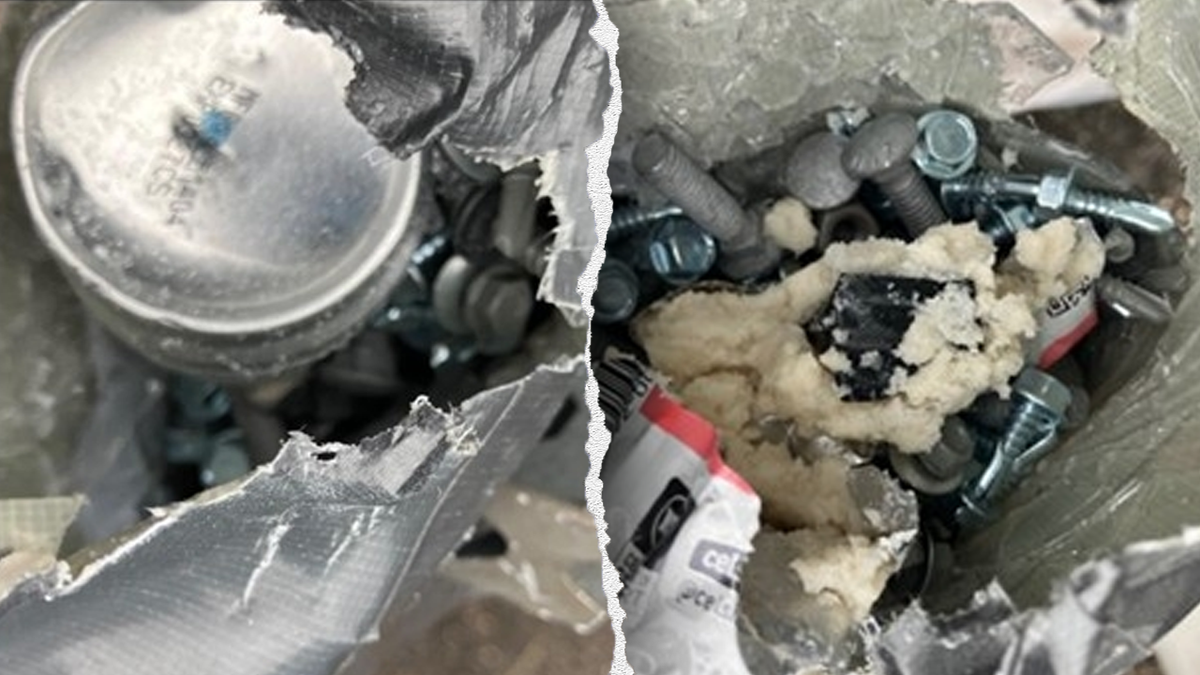 closeups showing explosive materials and shrapnel inside the alleged ISIS-inspired bombs recovered in NYC
