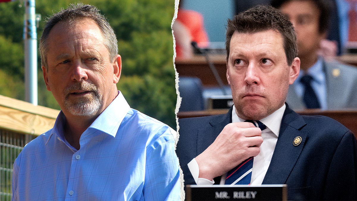 A split image of New York state senator Peter Oberacker and New York congressman Josh Riley