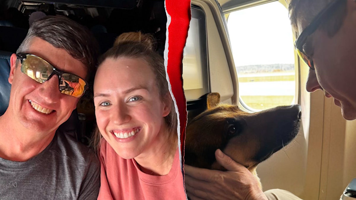 Blind passenger, guide dog and nurse shown in composite from viral flight dispute video