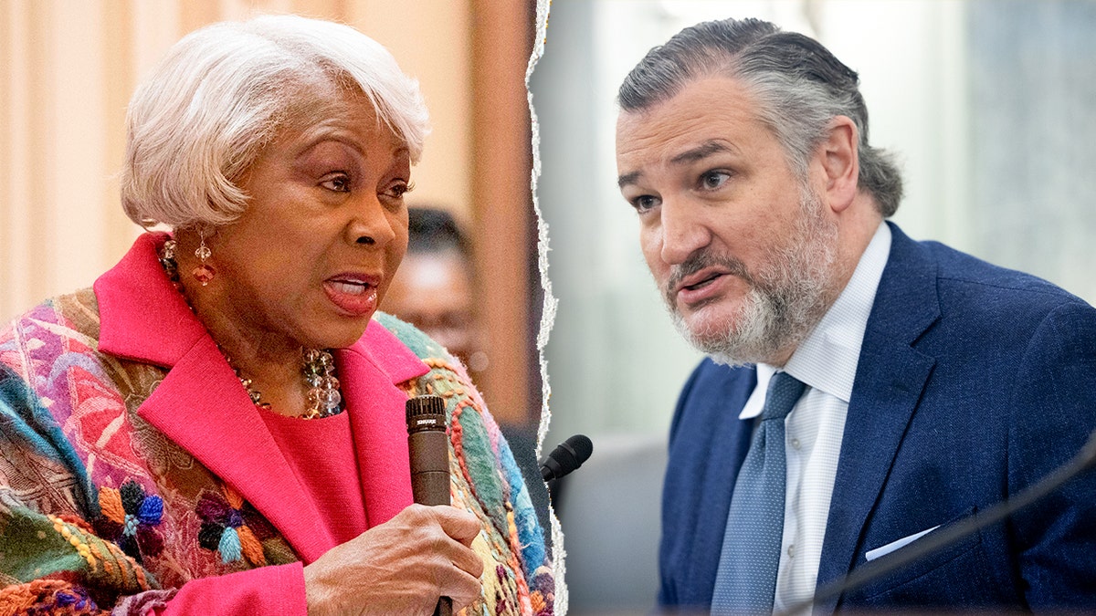 Virginia Senate President Pro Tempore L. Louise Lucas speaking and Sen. Ted Cruz listening