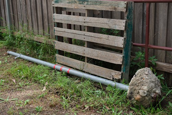 A neighbour said Graham salvaged this downed signpost from the street.