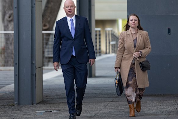 Simon Patterson leaves court with family spokeswoman Jessica O’Donnell.