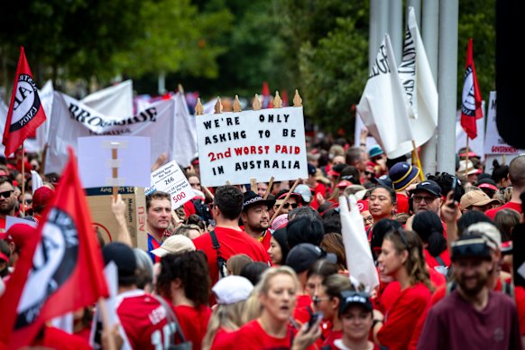Almost 35,000 teachers were estimated to have joined last month’s rally in the city.