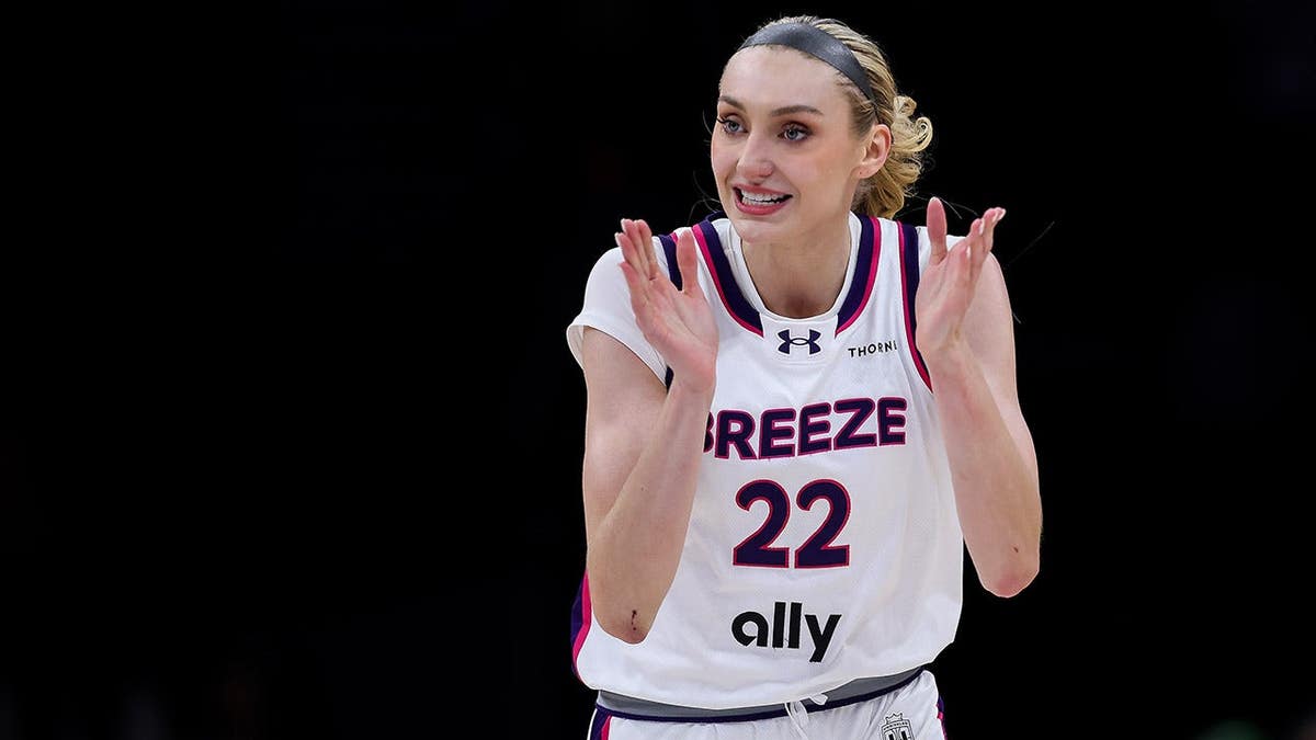 Cameron Brink of the Breeze reacting during a basketball game at Barclays Center
