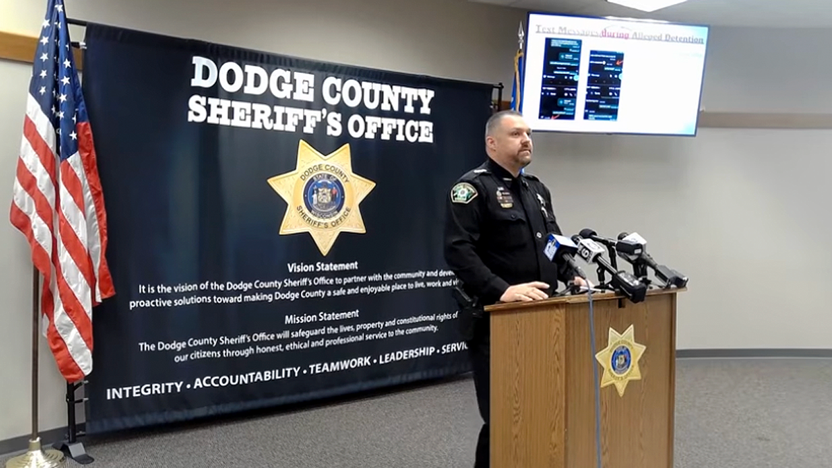 Dodge County Sheriff Dale Schmidt speaks at press conference about alleged ICE detention hoax lawsuit