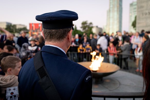 Melburnians pay their respects at the Shrine of Remembrance on Saturday morning.