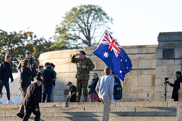 ANZAC day celebrations at the Shrine of Remembrance.