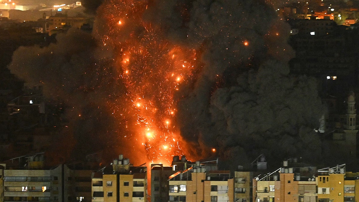 Fireball rising from site of Israeli airstrike in Beirut's southern suburbs