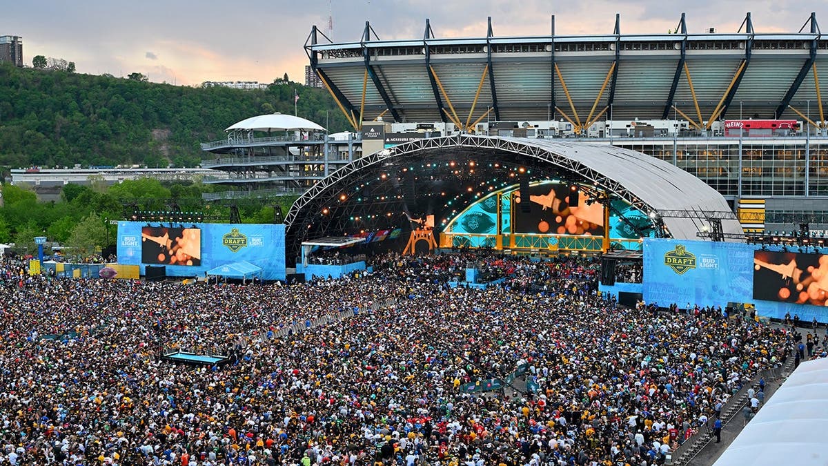 A general view of the draft tent at Acrisure Stadium in Pittsburgh