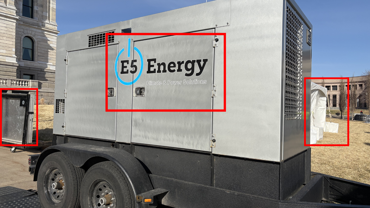 Professional vendors at the No Kings protest on March 28, 2026, in St. Paul, Minn.