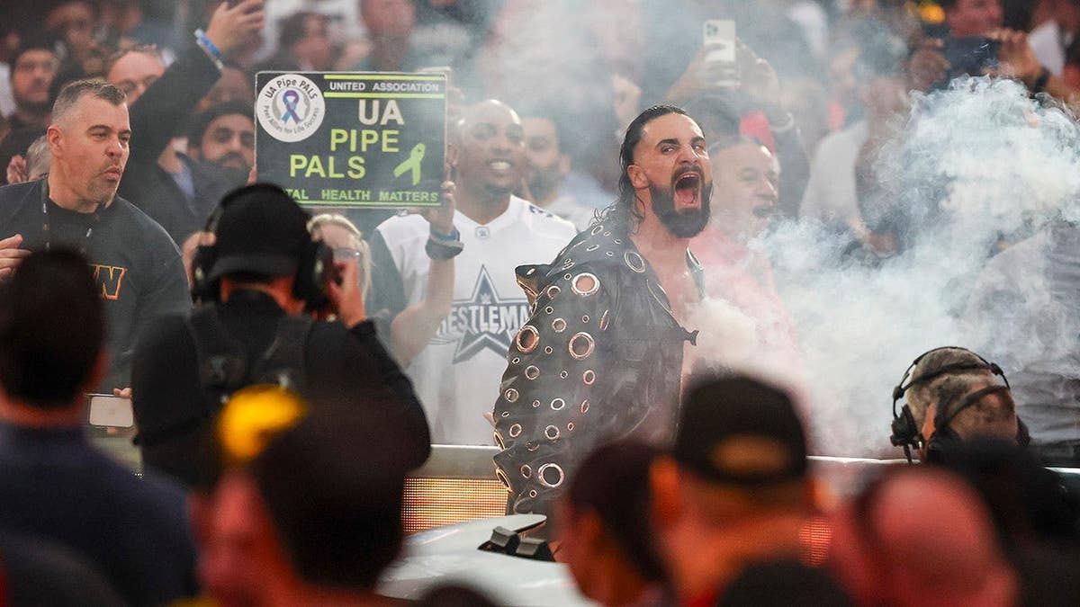 Seth Rollins entering arena at Allegiant Stadium in Las Vegas