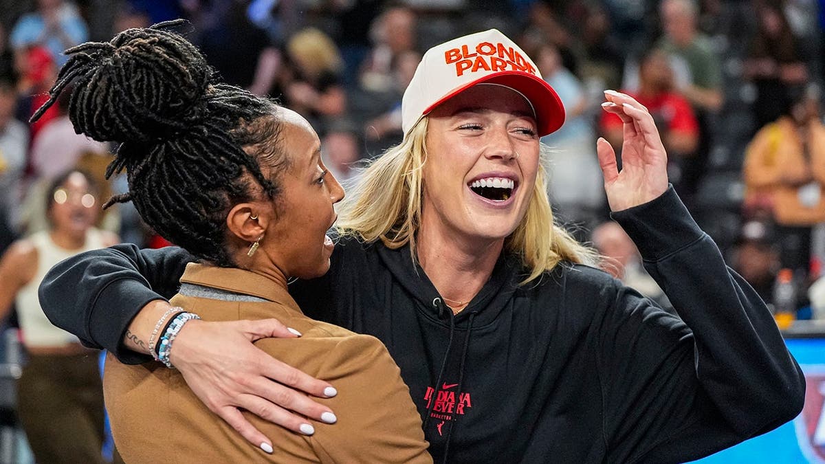 Sophie Cunningham of Indiana Fever reacting during a WNBA playoff game at Gateway Center Arena