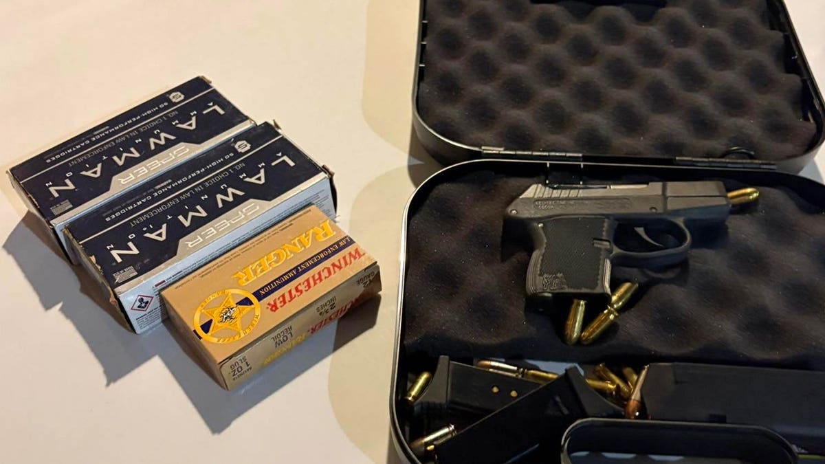 A handgun and ammunition recovered from a Florida hotel room