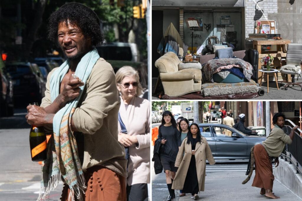 Twerking, tailed homeless man named Tiger turns Greenwich Village sidewalk into his own luxe lair