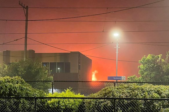 Flames could be seen from the property around 2am. 