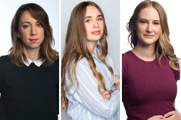 The Sydney Morning Herald’s health editor Kate Aubusson, reporter Emily Kaine and Age investigative reporter Aisha Dow.