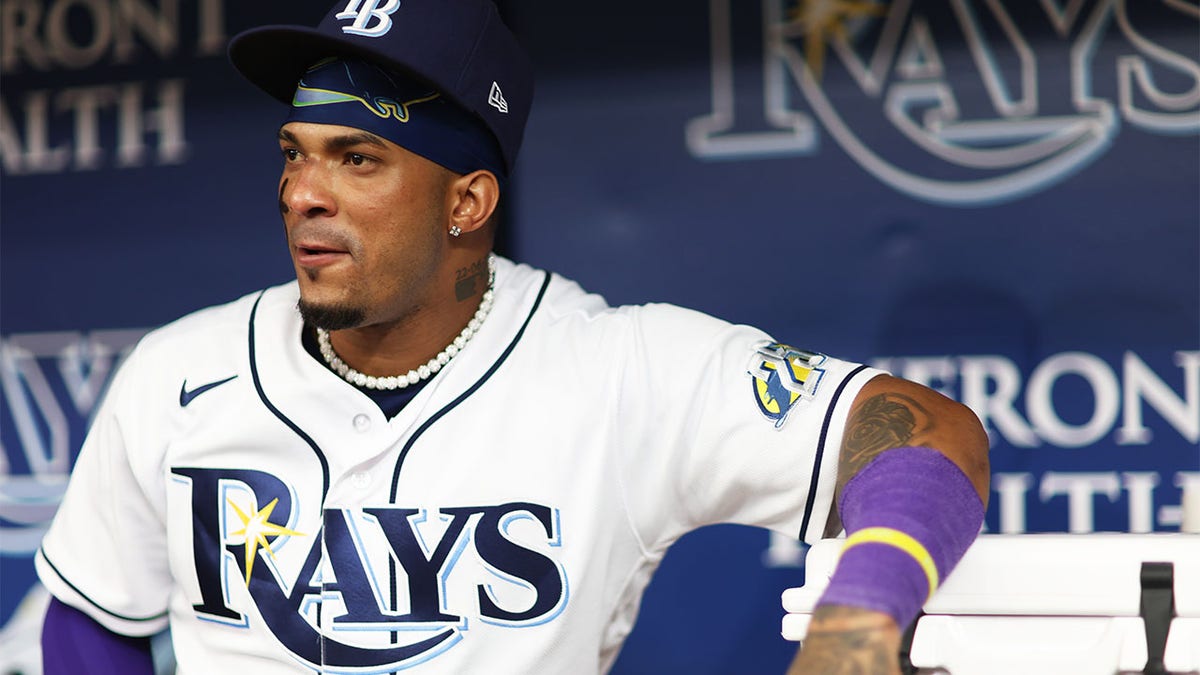 Wander Franco of the Tampa Bay Rays looking on at Tropicana Field