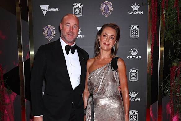 Luke and Cate Sayers at the 2023 Brownlow Medal.