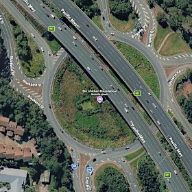 An aerial view of the roundabout at Eagleby, south of Brisbane.
