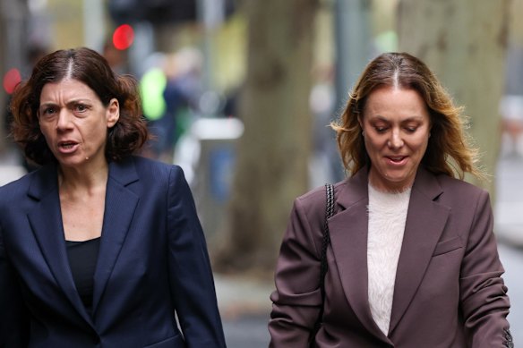 Cate Sayers is being represented by Sue Chrysanthou, SC (left).