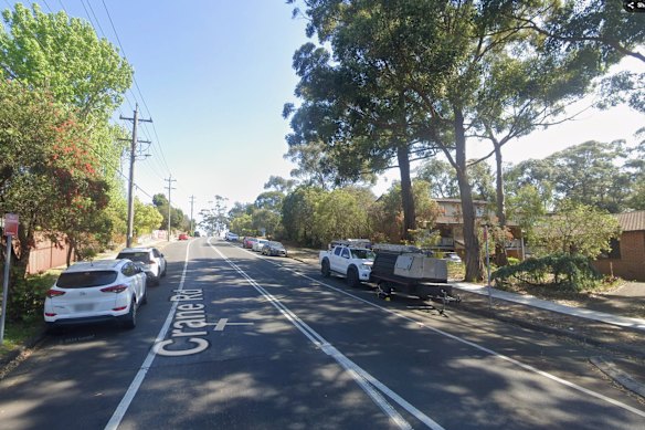 A Google Maps image of Crane Road in Castle Hill.