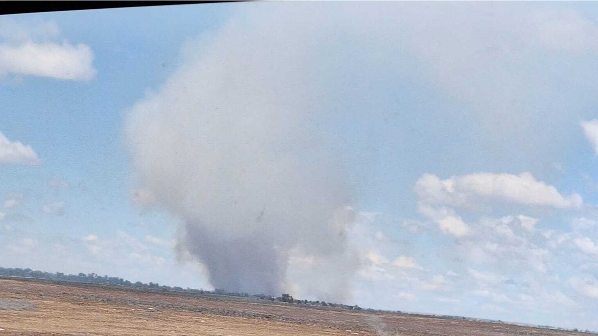 Smoke at the site of an aircraft collision in Idaho