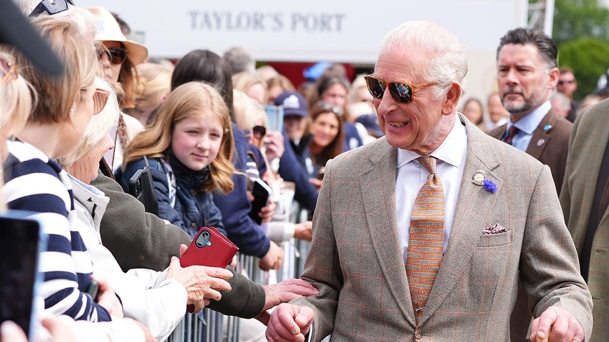 King Charles III greeting wellwishers at the Royal Windsor Horse Show in Windsor