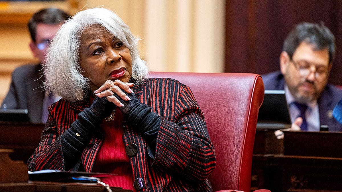 Sen. L. Louise Lucas listening during session in Senate Chambers at Virginia State Capitol