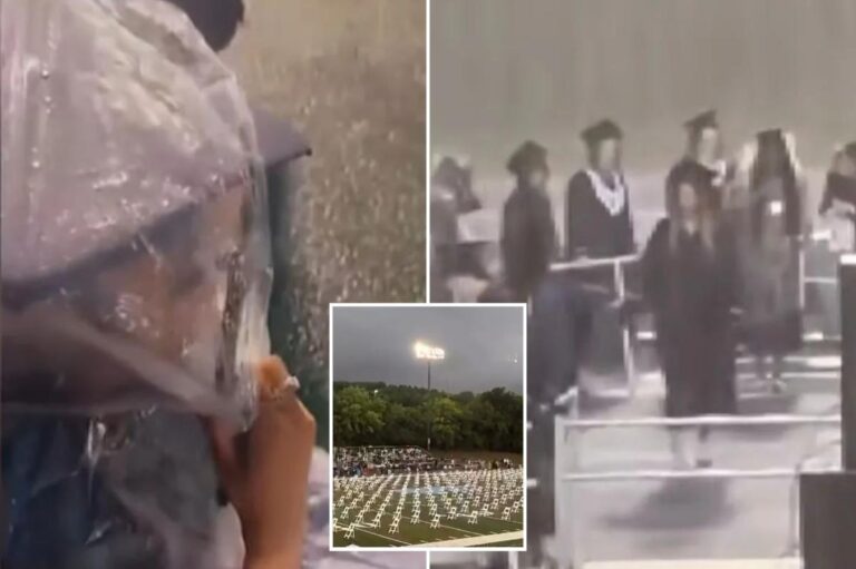 Tennessee families furious after students forced to walk at graduation in torrential rain